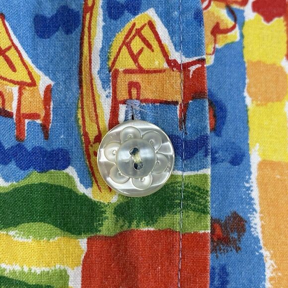 Vtg Coldwater Creek Top Womens L Colorful Tropical Boxy Button Shirt Art to Wear - Picture 6 of 13